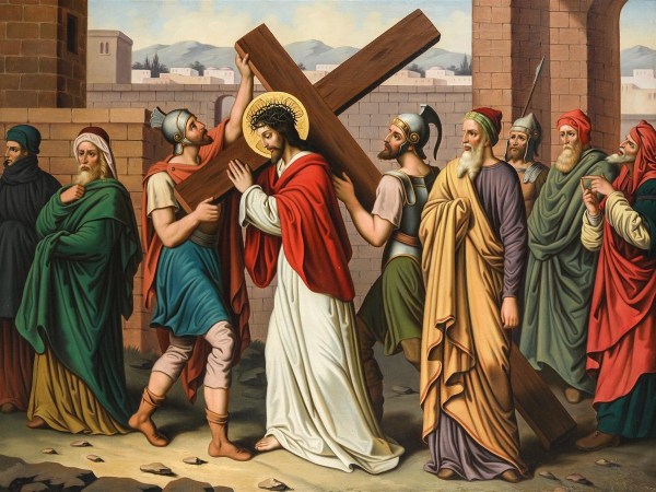schilderij-Kruiswegstatie-neogotisch-Jesus-romeinse-soldaten-oil-canvas-2-station of the cross-painting-00002
